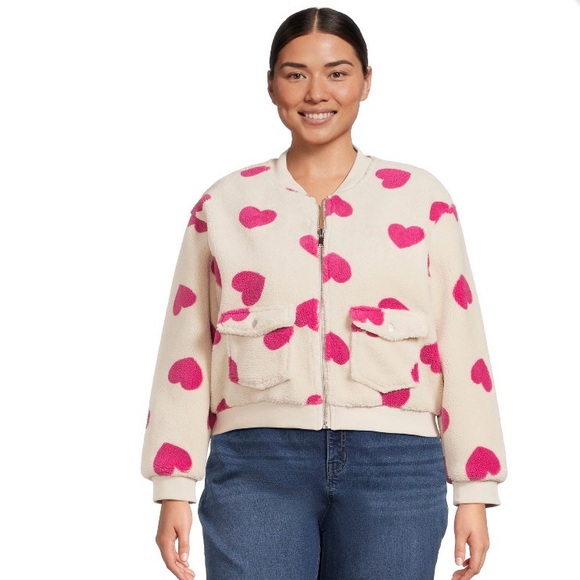 Woman’s Heart Pattern Fleece Jacket - Picture 4 of 11
